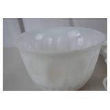 White Milk Glass Punch Bowl and 12 Cups Set