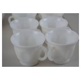 White Milk Glass Punch Bowl and 12 Cups Set