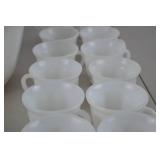 White Milk Glass Punch Bowl and 12 Cups Set