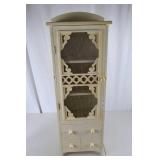 Vintage Cream Painted Pie Safe Cabinet with Mesh Door and Drawers