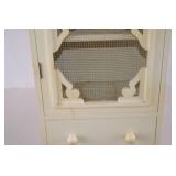 Vintage Cream Painted Pie Safe Cabinet with Mesh Door and Drawers
