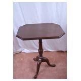 Mahogany Pedestal Side Table with Octagonal Top 23x16x31in