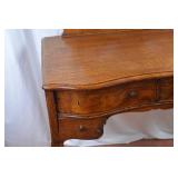 Antique Oak Vanity with Beveled Mirror and Serpentine Front
