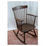 Wooden Spindle Back Rocking Chair with Curved Arms