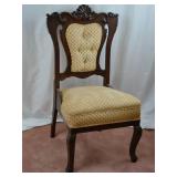 Victorian-Style Upholstered Side Chair with Carved Wood Frame