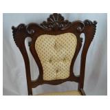 Victorian-Style Upholstered Side Chair with Carved Wood Frame