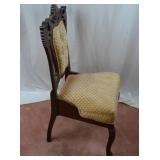 Victorian-Style Upholstered Side Chair with Carved Wood Frame