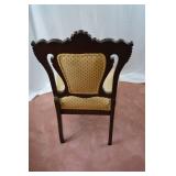 Victorian-Style Upholstered Side Chair with Carved Wood Frame