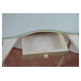 Cream Painted Kidney-Shaped Hall Table with Glass Top and Drawer