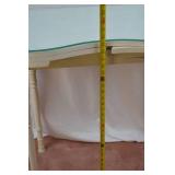 Cream Painted Kidney-Shaped Hall Table with Glass Top and Drawer
