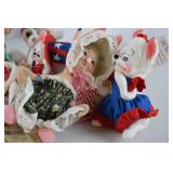 Annalee Collectible Felt Mouse and Rabbit Dolls Lot - Various Themes