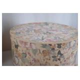Vintage Floral and Straw Hats with Three Decorative Hat Boxes