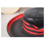 Vintage Floral and Straw Hats with Three Decorative Hat Boxes