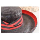 Vintage Floral and Straw Hats with Three Decorative Hat Boxes