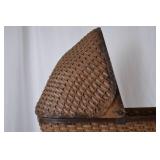 Antique Wicker Baby Carriage Pram with Metal Frame and Handle