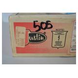 Vintage Justin Khaki Leather Boots Size 8B with Box