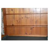 Farmhouse Style Pine Kitchen Hutch with Green Accents, 78 in. Tall