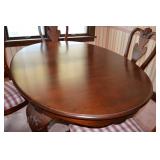 Traditional Cherry Dining Table with 4 Upholstered Chairs