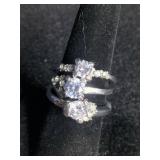 3 Stainless Steel Cubic Zirconia Rings Size 8