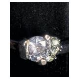 3 Stainless Steel Cubic Zirconia Rings Size 8