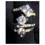 3 Stainless Steel Cubic Zirconia Rings Size 7