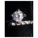 3 Stainless Steel Cubic Zirconia Rings Size 7
