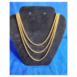 3 Gold Tone Rope Chain Necklaces