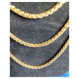 3 Gold Tone Rope Chain Necklaces