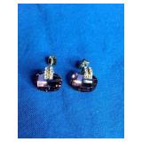 X & O Gold Plated Cushion Cut Earring with Antique Pink Stones