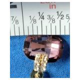 X & O Gold Plated Cushion Cut Earring with Antique Pink Stones