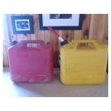 2 Plastic Gas Cans (One with Nozzle)