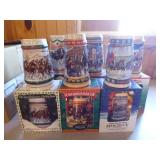 6 Budweiser Holiday Beer Steins