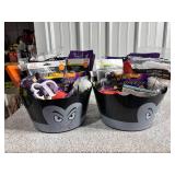 Lot of 2 Halloween Bowls Filled w/Halloween Items (Carving Kits, Tools, Decor)