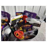 Lot of 2 Halloween Bowls Filled w/Halloween Items (Carving Kits, Tools, Decor)