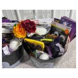 Lot of 2 Halloween Bowls Filled w/Halloween Items (Carving Kits, Tools, Decor)