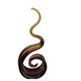 SR - 12.5 Inch Hand Blown Art Glass Swirl Sculpture / Murano Style Art Glass Swirl Sculpture
