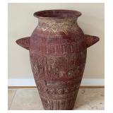 SR - Vintage Floor Vase with Etched Decorative Motifs