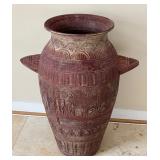 SR - Vintage Floor Vase with Etched Decorative Motifs