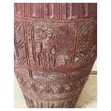 SR - Vintage Floor Vase with Etched Decorative Motifs