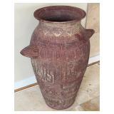 SR - Vintage Floor Vase with Etched Decorative Motifs