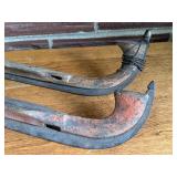 SR - Pair of Antique Wooden Ice Skates with Metal Blades