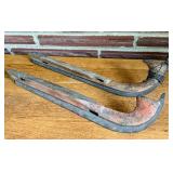 SR - Pair of Antique Wooden Ice Skates with Metal Blades