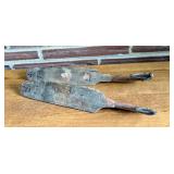 SR - Pair of Antique Wooden Ice Skates with Metal Blades