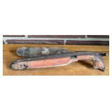 SR - Pair of Antique Wooden Ice Skates with Metal Blades