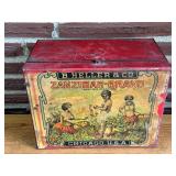 SR - Antique 1924 B. Heller & Co. Zanzibar-Brand Tin Store Bin