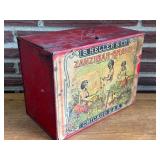 SR - Antique 1924 B. Heller & Co. Zanzibar-Brand Tin Store Bin