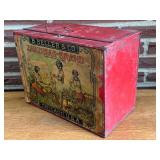 SR - Antique 1924 B. Heller & Co. Zanzibar-Brand Tin Store Bin