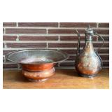 SR - Vintage Turkish Copper Pitcher and Basin Set