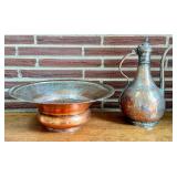 SR - Vintage Turkish Copper Pitcher and Basin Set