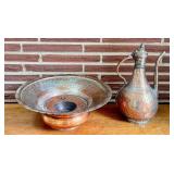 SR - Vintage Turkish Copper Pitcher and Basin Set